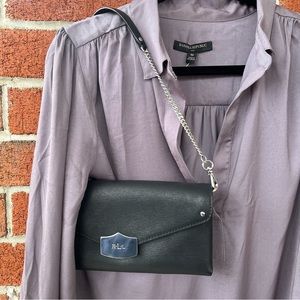 Lauren Ralph Lauren - Chain Strap Black Leather Shoulder Bag